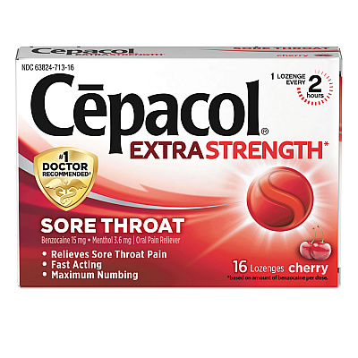 Cepacol Extra Strength Sore Throat Lozenge, Cherry, 16/Box, 24 Boxes/Carton (RAC71016CT)