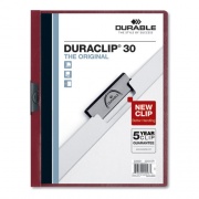 Durable DuraClip Report Cover, Clip Fastener, 8.5 x 11, Clear/Maroon, 25/Box (220331)