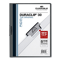 Durable DuraClip Report Cover, Clip Fastener, 8.5 x 11,  Clear/Graphite, 25/Box (DBL220357)