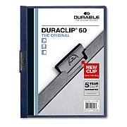 Durable DuraClip Report Cover with Clip Fastener, 8.5 x 11, Clear/Navy, 25/Box (DBL221428)