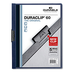 Durable DuraClip Report Cover with Clip Fastener, 8.5 x 11, Clear/Navy, 25/Box (DBL221428)