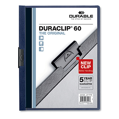 Durable DuraClip Report Cover with Clip Fastener, 8.5 x 11, Clear/Navy, 25/Box (DBL221428)
