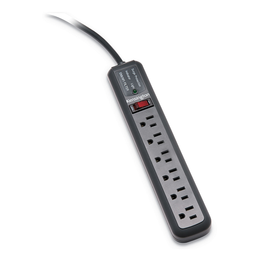 Kensington Guardian Surge Protector, 6 AC Outlets, 15 ft Cord, 540 J, Gray (KMW38215)
