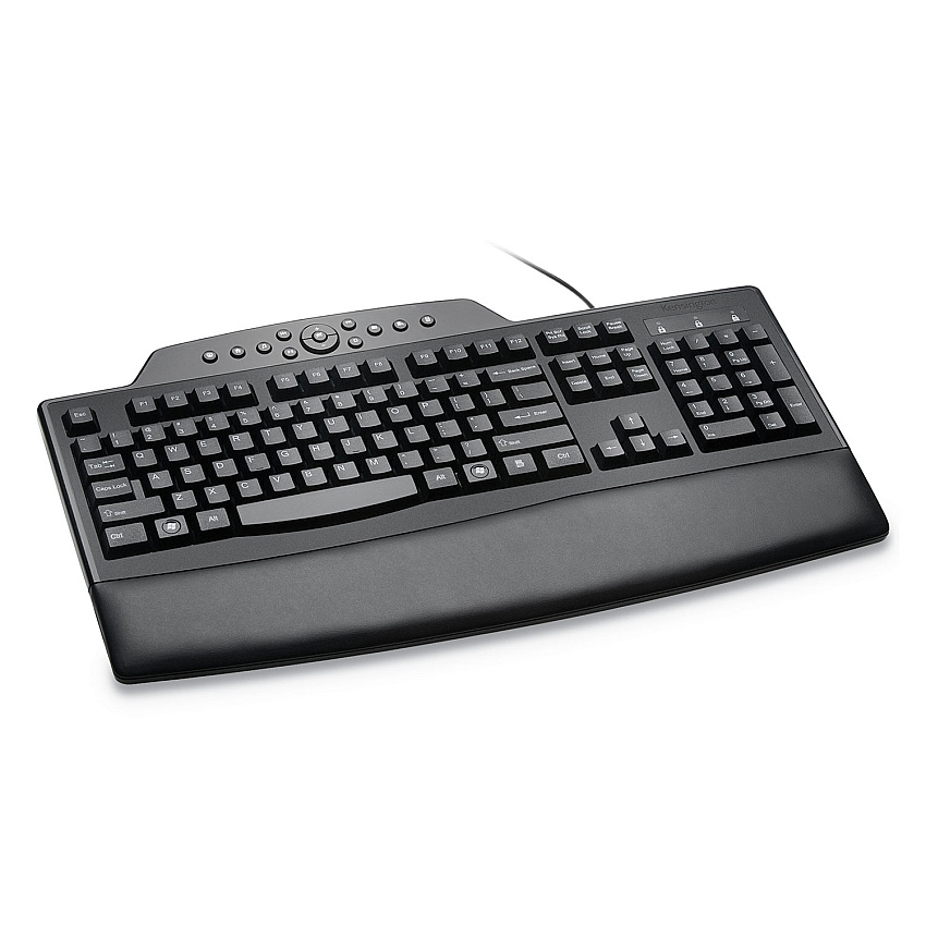 Kensington Pro Fit Comfort Keyboard, Internet/Media Keys, Wired, Black (KMW72402)