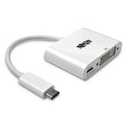 Tripp Lite USB 3.1 Gen 1 USB-C to DVI Adapter, USB-C PD Charging Port, 3", White (U44406NDC)
