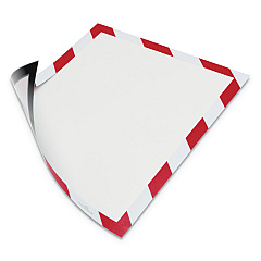 Durable DURAFRAME Security Magnetic Sign Holder, 8.5 x 11, Red/White Frame, 2/Pack (DBL4772132)