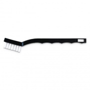 Carlisle Flo-Pac Utility Toothbrush Style Maintenance Brush, White Nylon Bristles, 7.25" Brush, 7" Black Polypropylene Handle (4067400DZ)