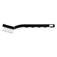 Carlisle Flo-Pac Utility Toothbrush Style Maintenance Brush, White Nylon Bristles, 7.25" Brush, 7" Black Polypropylene Handle (CFS4067400DZ)