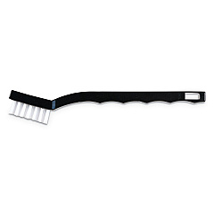 Carlisle Flo-Pac Utility Toothbrush Style Maintenance Brush, White Nylon Bristles, 7.25" Brush, 7" Black Polypropylene Handle (CFS4067400DZ)