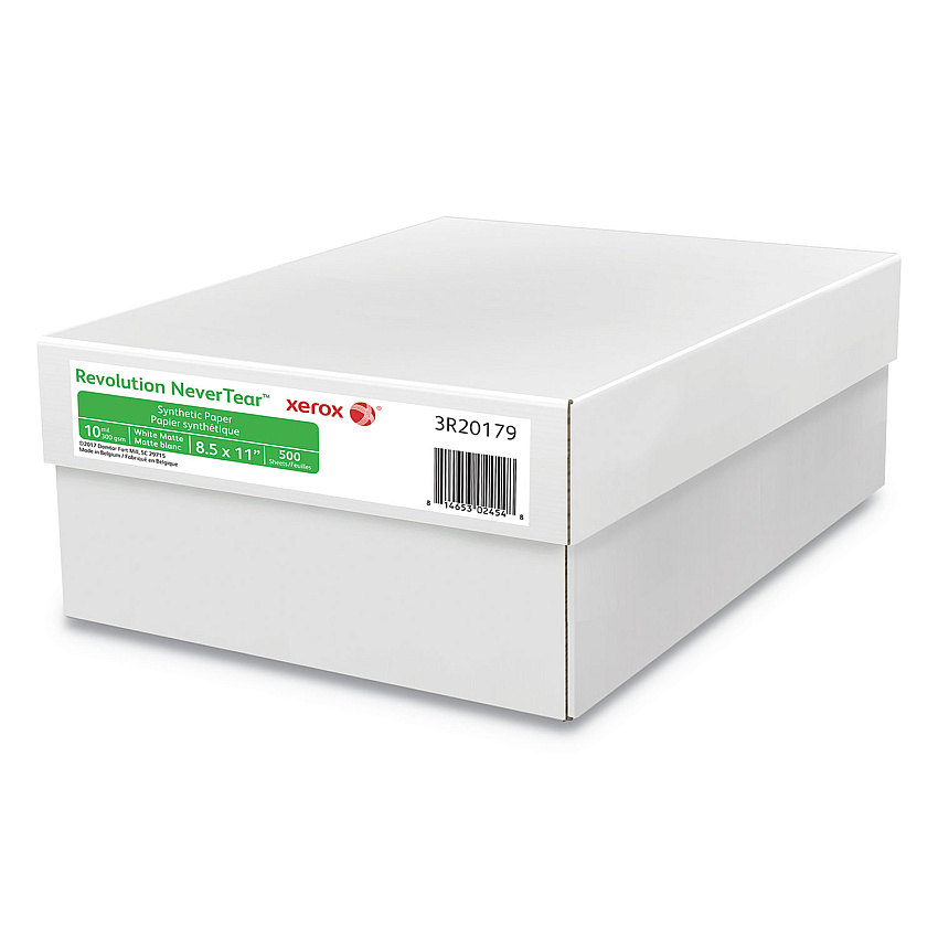 Xerox Revolution NeverTear, 10 mil, 8.5 x 11, Smooth White, 500/Ream (XER3R20179)