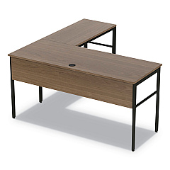 Linea Italia Urban Series L- Shaped Desk, 59" x 59" x 29.5", Natural Walnut (LITUR602NW)
