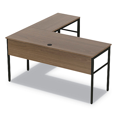 Linea Italia Urban Series L- Shaped Desk, 59" x 59" x 29.5", Natural Walnut (LITUR602NW)