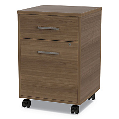 Linea Italia Urban Mobile File Pedestal, Left or Right, 2-Drawers: Box/File, Legal/A4, Natural Walnut, 16" x 15.25" x 23.75" (LITUR610NW)