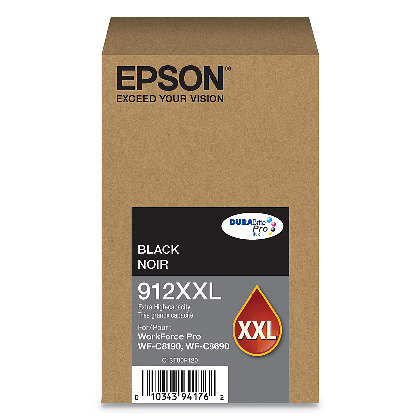Epson T912XXL120 (912XXL) DURABrite Pro Extra High-Yield Ink, 11500 Page-Yield, Black