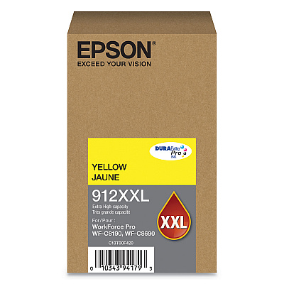 Epson T912XXL420 (912XXL) DURABrite Pro Extra High-Yield Ink, 8000 Page-Yield, Yellow