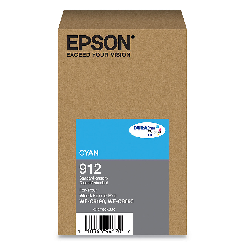 Epson T912220 (912) DURABrite Pro Ink, 1700 Page-Yield, Cyan
