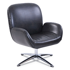 SertaPedic Tavern Collection Lounge Chair, 31.25" x 29.25" x 37.25", Distressed Brown Seat, Distressed Brown Back, Chrome/Silver Base (SRJ49688)