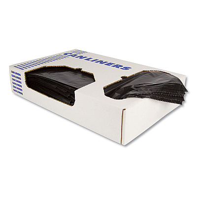 Heritage Linear Low-Density Can Liners, 10 gal, 0.55 mil, 24" x 23", Black, Flat Pack, 500/Carton (HERH4823HK)