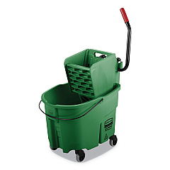Rubbermaid Commercial WaveBrake 2.0 Bucket/Wringer Combos, Side-Press, 35 qt, Plastic, Green (RCPFG758888GRN)