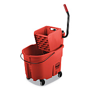 Rubbermaid Commercial WaveBrake 2.0 Bucket/Wringer Combos, Side-Press, 35 qt, Plastic, Red (RCPFG758888RED)
