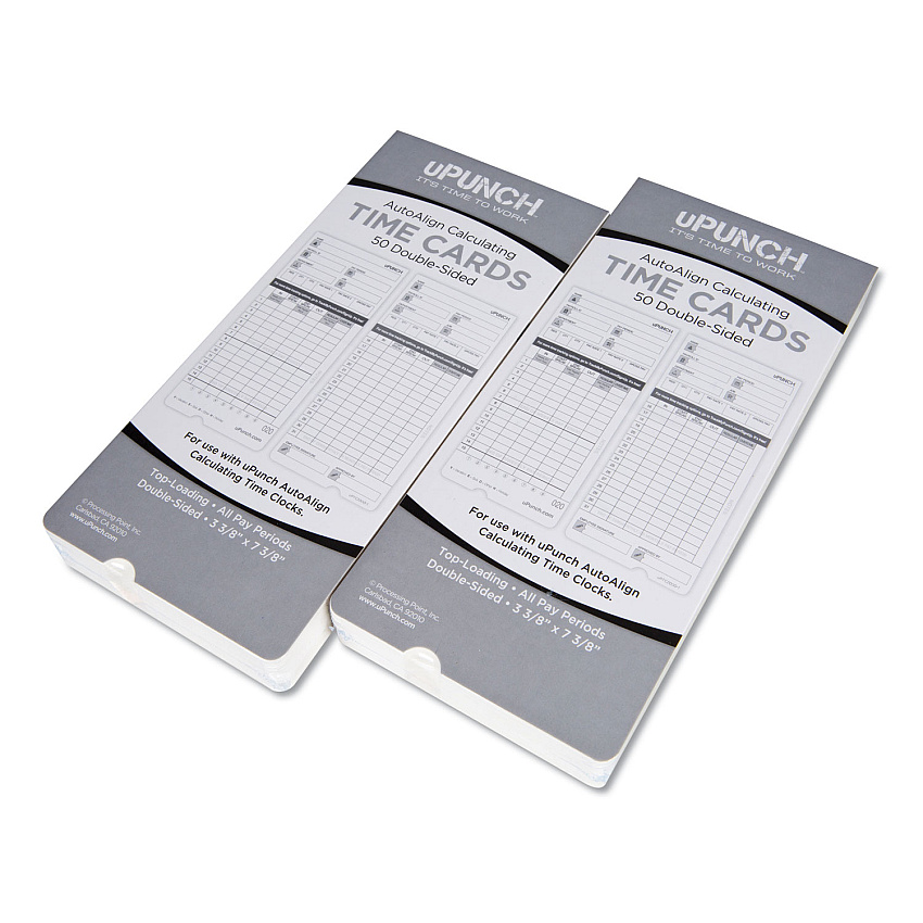 Time Clock Cards for uPunch HN2000/HN4000/HN4600, Two Sides, 7.5 x 3.5, 100/Pack (PPZHNTCL2100)