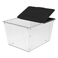 Storex Storage Tote, 16 gal, 22.7" x 18.25" x 12.86", Clear/Black (STX00900U04C)