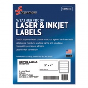 AbilityOne 7530016736220 SKILCRAFT Weatherproof Mailing Labels, Laser Printers, 2 x 4, White, 10/Sheet, 50 Sheets/Pack