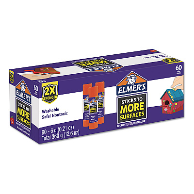 Elmer's Extra-Strength School Glue Sticks, 0.21 oz, Dries Clear, 60/Pack (EPI2027017)