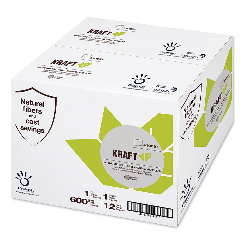 Papernet Heavenly Soft Hardwound Paper Towel, Kraft, 1-Ply, 7.8" x 600 ft, Brown, 12 Rolls/Carton (SOD410097)