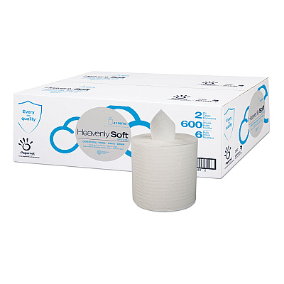 Papernet Heavenly Soft Center-Pull Towel, Special Micro Embossing, 2-Ply, 7.6 x 9, White, 600 Sheets/Roll, 6 Rolls/Carton (SOD410079)