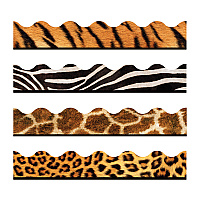 TREND Terrific Trimmers Print Board Trim, 48-Piece Set, Assorted Animal Prints, 2.25" x 39", Assorted Colors (TEPT92917)