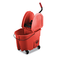 Rubbermaid Commercial WaveBrake 2.0 Bucket/Wringer Combos, Down-Press, 35 qt, Plastic, Red (RCPFG757888RED)