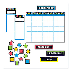 TREND Bold Strokes Wipe-Off Calendar Bulletin Board Set, 30-Piece Set, 12-Month Calendar, 18" x 26.5", Assorted Colors (TEPT8392)