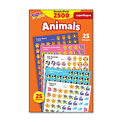 TREND superSpots and superShapes Sticker Packs, Animal Antics, Assorted Colors, 2,500 Stickers (TEPT46904)