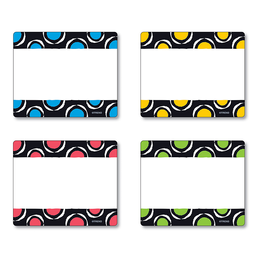 TREND Terrific Labels Name Tags, Dots Design, 3" x 2.5", Assorted Colors, 36/Pack (TEPT68901)