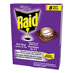 Raid Bed Bug Detector and Trap, 0.19 lb Trap, 8 Traps/Box, 6/Carton (SJN674798)
