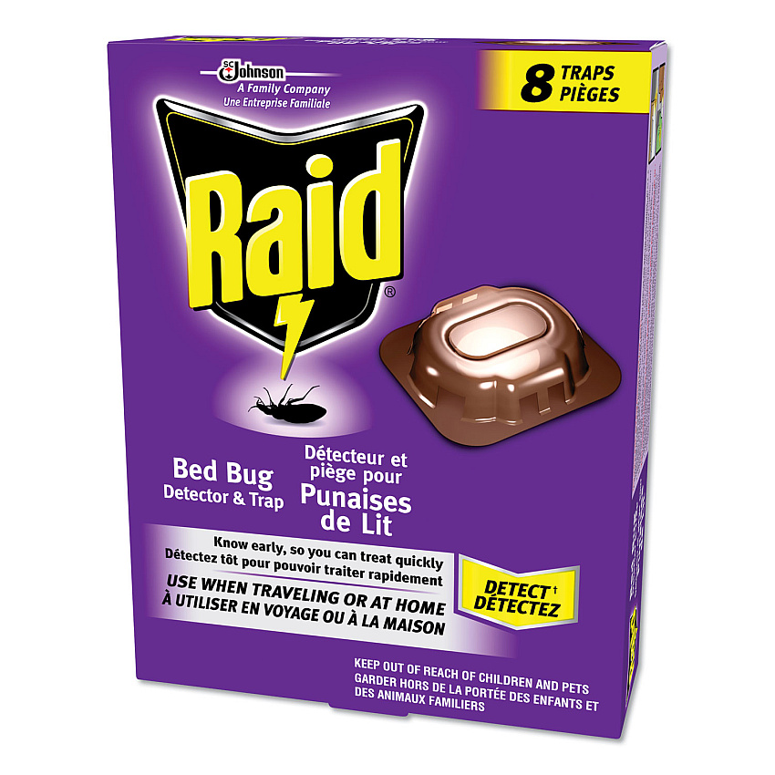 Raid Bed Bug Detector and Trap, 0.19 lb Trap, 8 Traps/Box, 6/Carton (SJN674798)