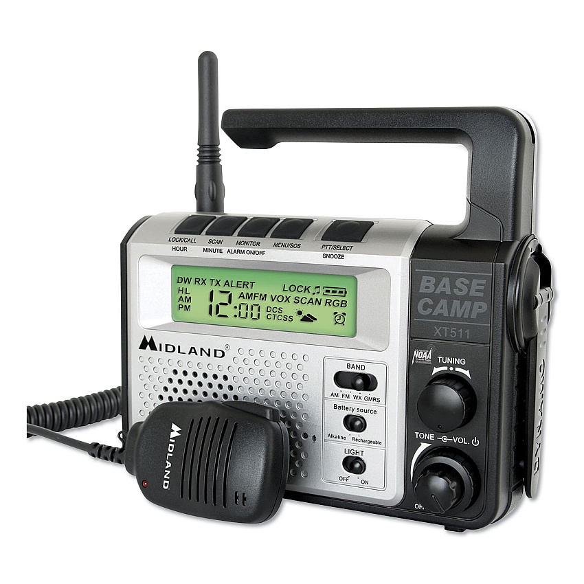 Midland XT511 GMRS Base Camp Two-Way Radio, 5 W, 22 Channels, 22 Frequencies
