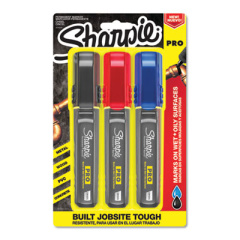 Sharpie Pro Permanent Marker, Broad Chisel Tip, Assorted Colors, 3/Pack (2018335)