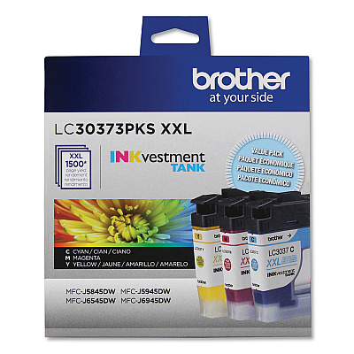 Brother LC30373PKS INKvestment Super High-Yield Ink, 1,500 Page-Yield, Cyan/Magenta/Yellow