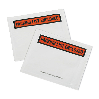 AbilityOne 8105016749014, SKILCRAFT Packing List Envelope, Top-Print Front: Packing List Enclosed, 4.5 x 5.5, White/Orange/Black, 100/PK