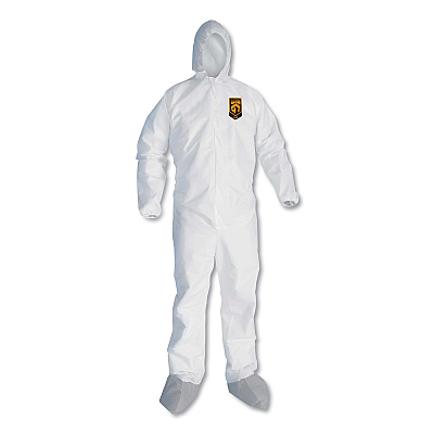 KleenGuard A45 Liquid and Particle Protection Surface Prep/Paint Coveralls, Large, White, 25/Carton (KCC48973)