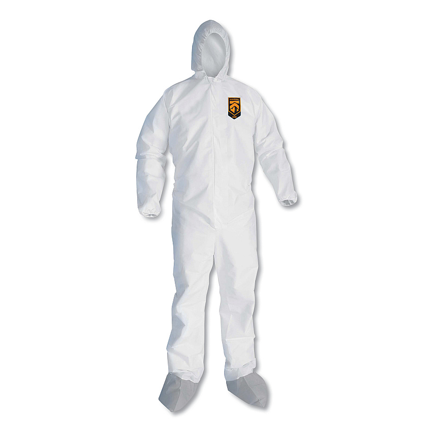 KleenGuard A45 Liquid and Particle Protection Surface Prep/Paint Coveralls, Large, White, 25/Carton (KCC48973)