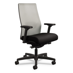 HON Ignition 2.0 4-Way Stretch Mid-Back Mesh Task Chair, Supports 300lb, 17" to 21" Seat Height, Black Seat, Fog Back, Black Base (I2M2AFC10ATK)