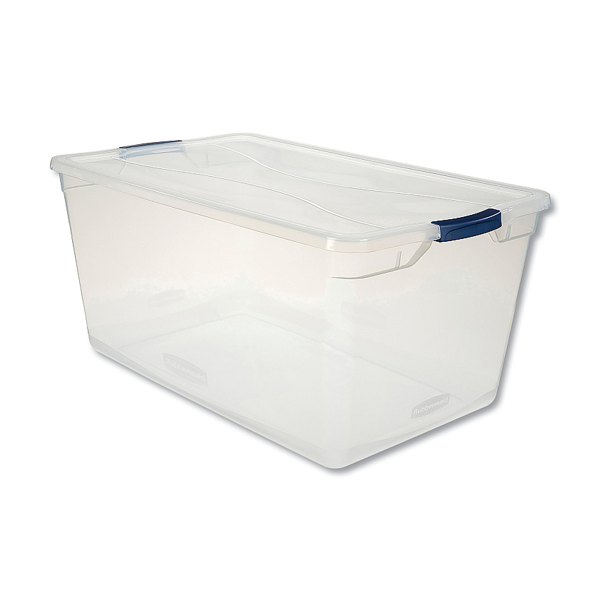 Rubbermaid Clever Store Basic Latch-Lid Container, 95 qt, 17.75" x 29" x 13.25", Clear (UNXRMCC950001)