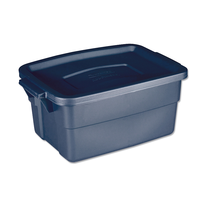 Rubbermaid Roughneck Storage Box, 3 gal, 10.63" x 15.69" x 7", Dark Indigo Metallic (UNXRMRT030003)