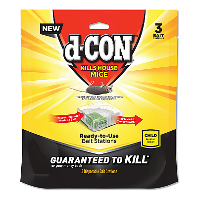 d-CON Disposable Bait Station, 3 x 3 x 1.25, 3 Bait Stations/Pack, 6 Packs/Carton (RAC99427)