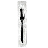 Dixie Individually Wrapped Heavyweight Forks, Polystyrene, Black, 1,000/Carton (DXEFH53C7)