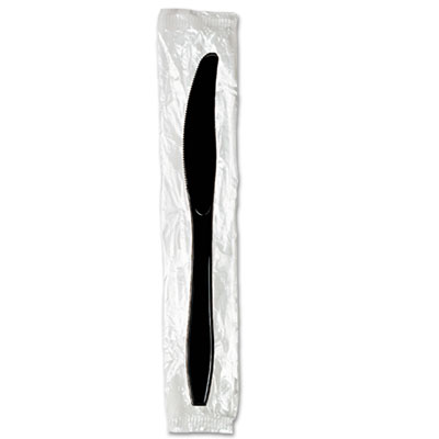 Dixie Individually Wrapped Heavyweight Knives, Polystyrene, Black, 1,000/Carton (DXEKH53C7)