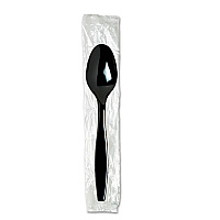 Dixie Individually Wrapped Heavyweight Teaspoons, Polystyrene, Black 1,000/Carton (DXETH53C7)